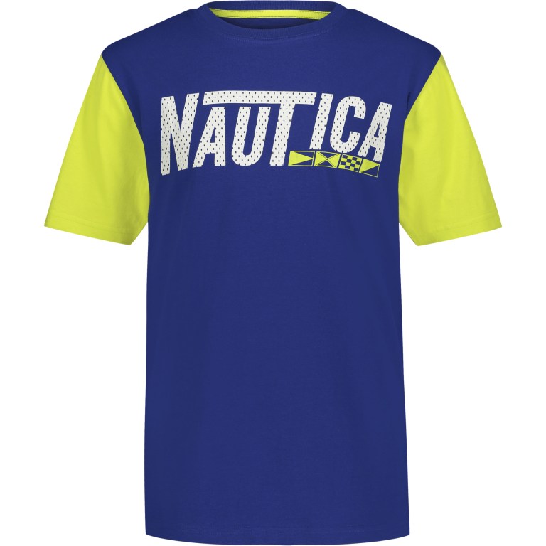 Boys\' Nautica Little Nautica Mesh Logo (4-7) T Shirts Blue | VHstAO7z