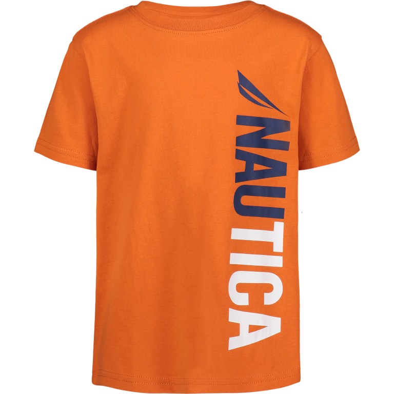 Boys\' Nautica Little Vertical Logo (4-7) T Shirts Orange | kX9Nuz84