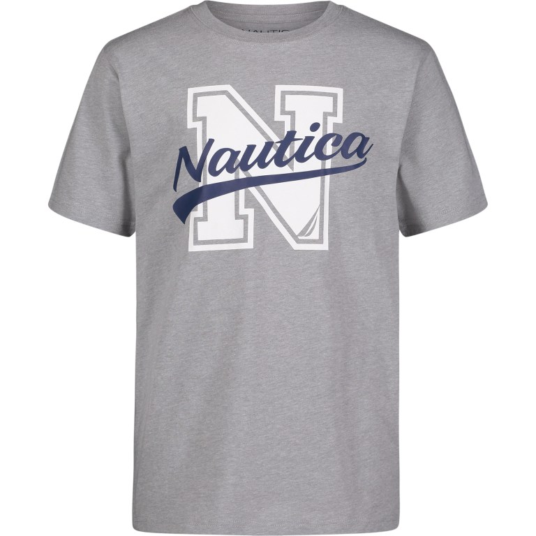 Boys\' Nautica Varsity Logo Graphic (8-20) T Shirts Grey | Nyic6nId