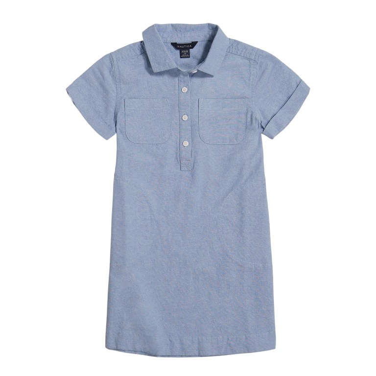 Girls\' Nautica Little Chambray (4-7) Dress Blue | 9WT240Ci