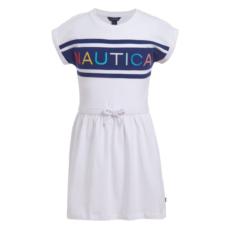 Girls\' Nautica Little Logo Graphic (4-7) Dress White Wash | CavIYhNv