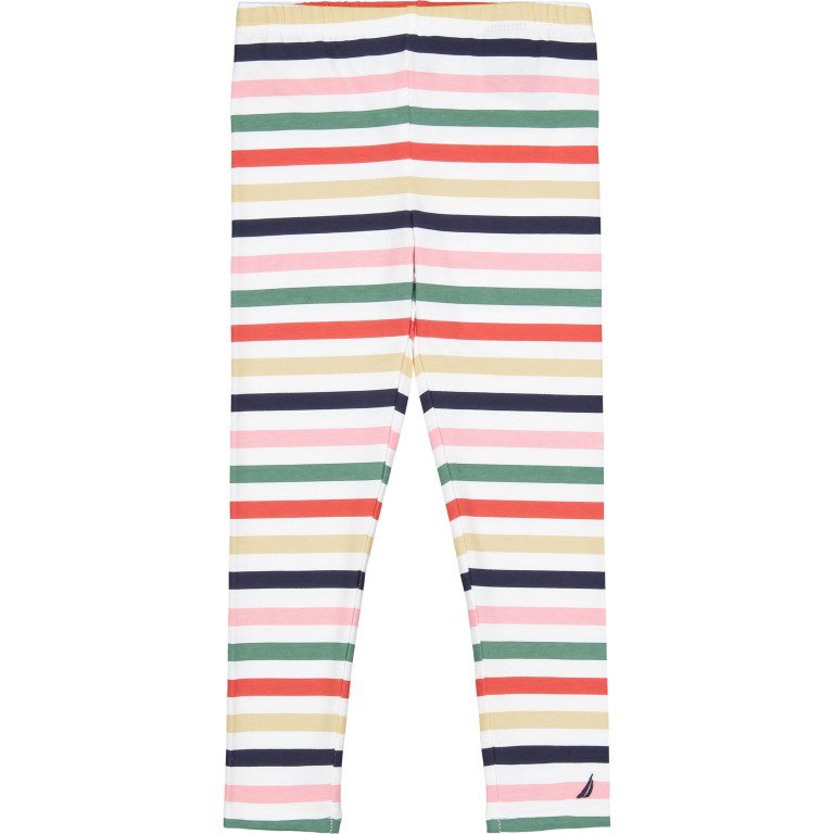 Girls\' Nautica Little Striped (4-7) Leggings White | KDqUbMze