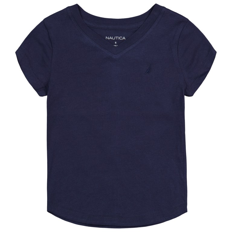 Girls\' Nautica Little V-neck (4-7) T Shirts Navy | 6xwqQKHC