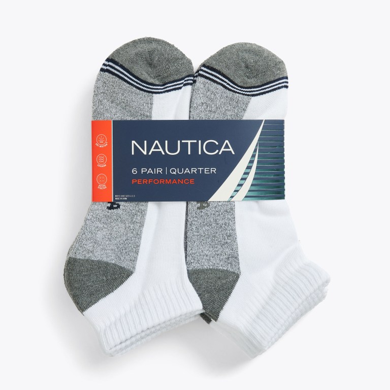 Men's Nautica Athletic Logo Quarter , 6-pack Socks Multicolor | R1cIY5Jt