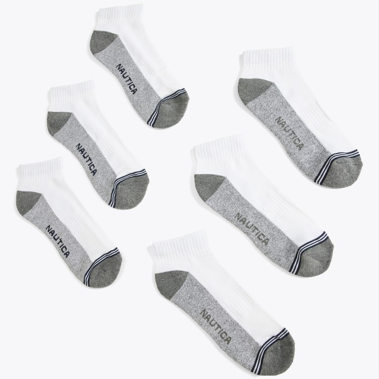 Men's Nautica Athletic Logo Quarter , 6-pack Socks Multicolor | R1cIY5Jt