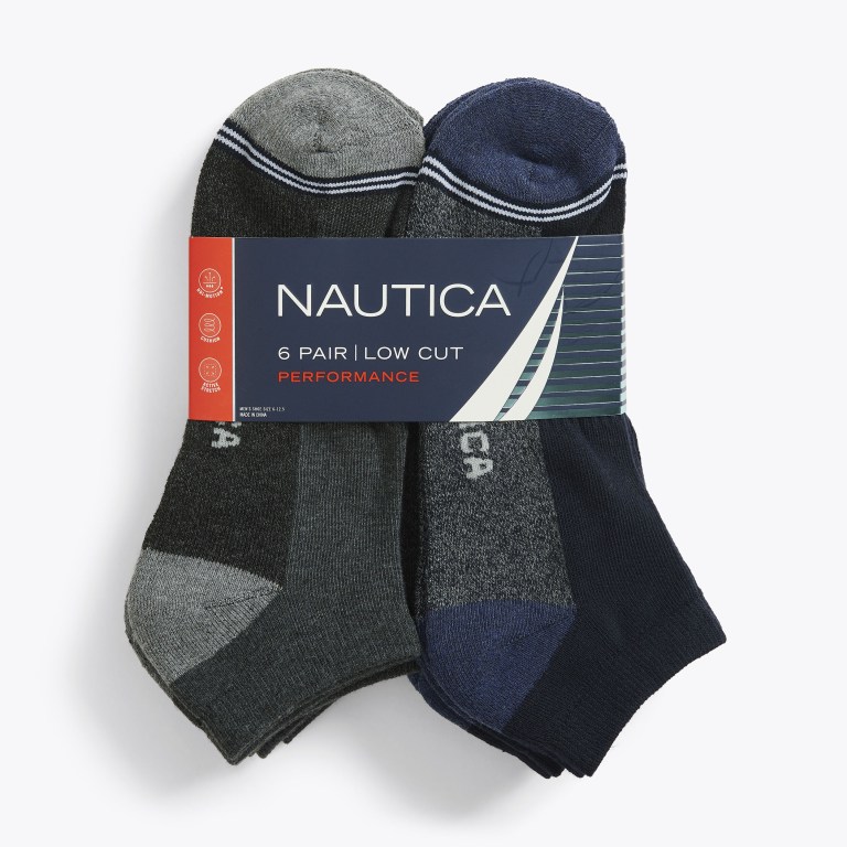 Men's Nautica Athletic Low-cut , 6-pack Socks Black | EAhWWnVS