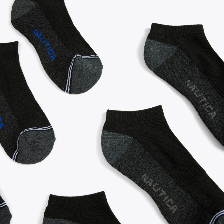 Men's Nautica Athletic Low-cut , 6-pack Socks Black | oQg4N1gd