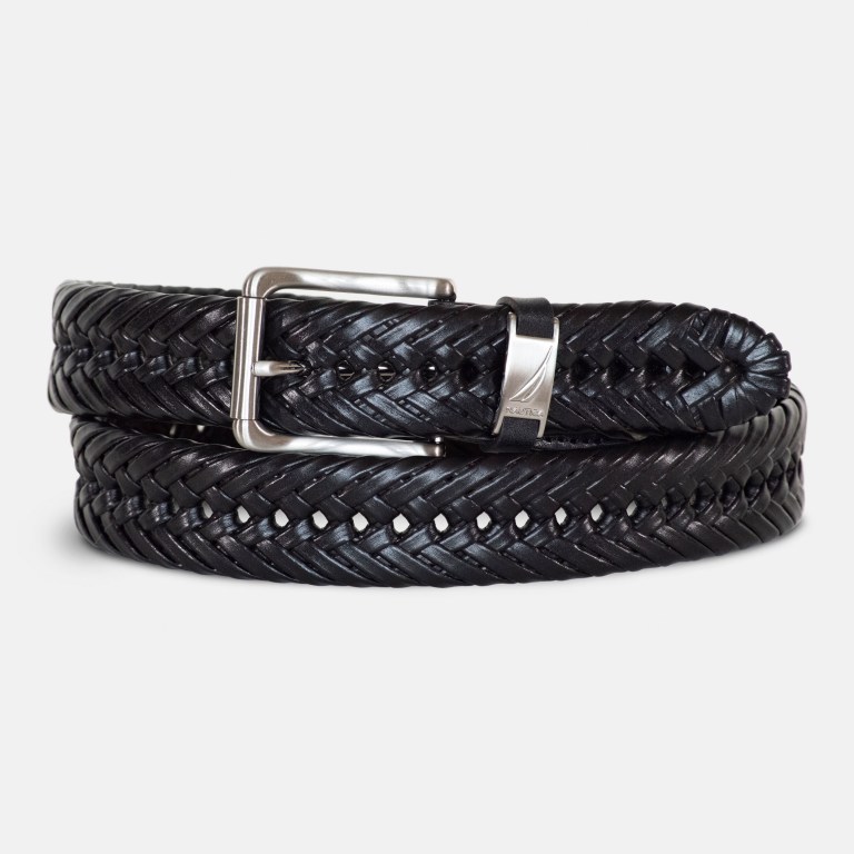 Men\'s Nautica Braided Belts Black | YYk7vBHc