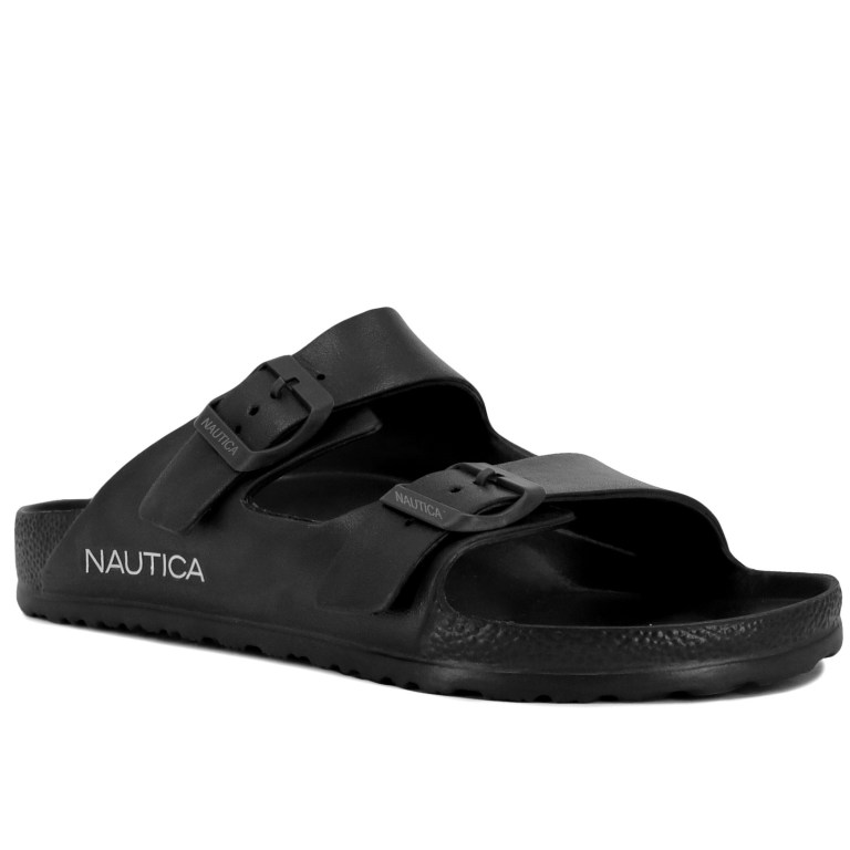 Men\'s Nautica Buckle Slides Black | aYoAXKzF