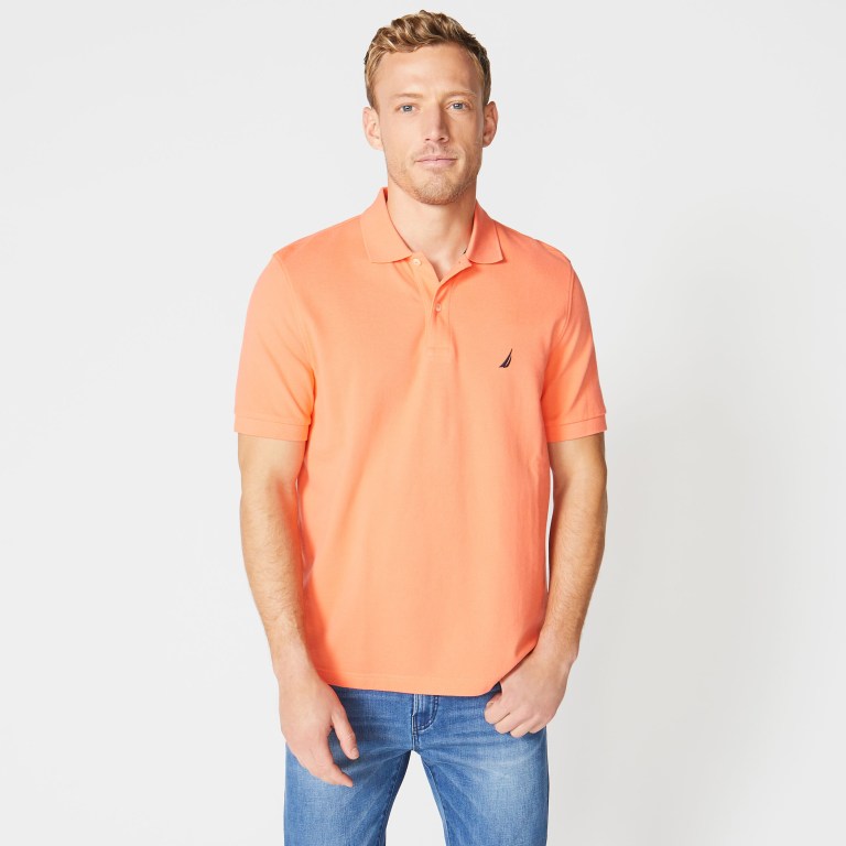 Men\'s Nautica Classic Fit Deck Polo Shirts Coral | 3DNprlus