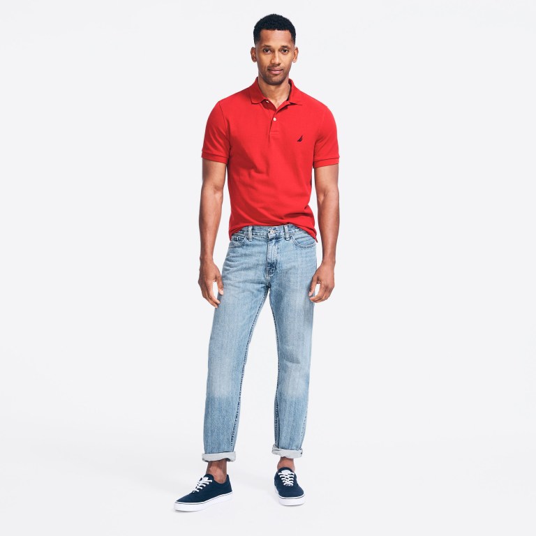 Men's Nautica Classic Fit Deck Polo Shirts Red | QCOUbpGR