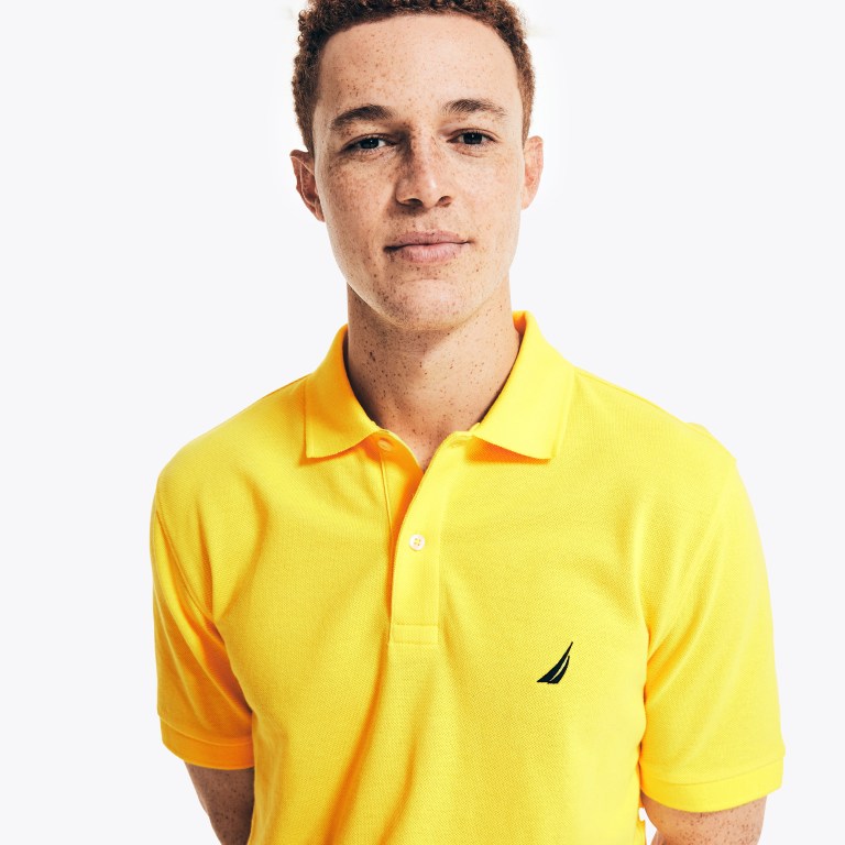 Men's Nautica Classic Fit Deck Polo Shirts Yellow | U78pyXGb