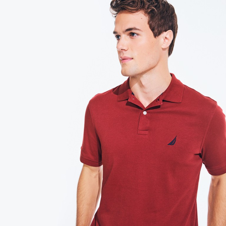 Men's Nautica Classic Fit Interlock Polo Shirts Red | 6C6vPJ7c