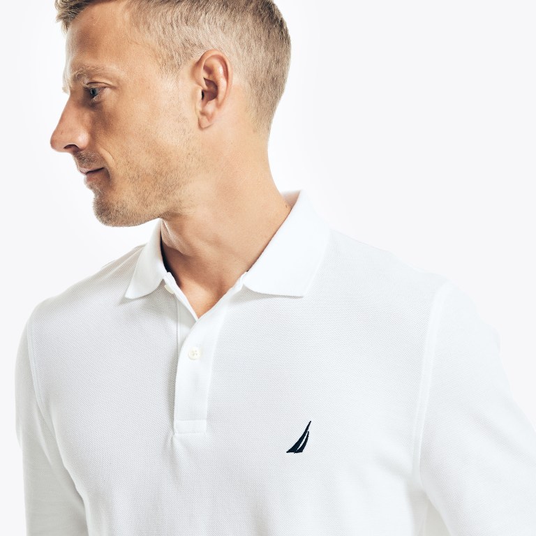 Men's Nautica Classic Fit Long-sleeve Deck Polo Shirts White | hEIixOls