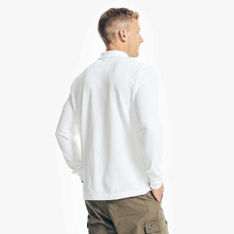 Men's Nautica Classic Fit Long-sleeve Deck Polo Shirts White | hEIixOls