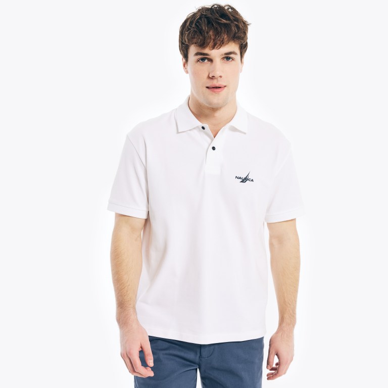 Men's Nautica Classic Fit Mesh Ribbed Polo Shirts White | DCWcN5AW