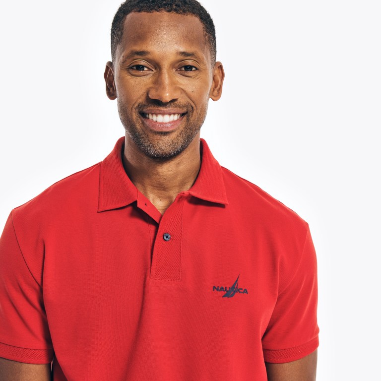 Men's Nautica Classic Fit Mesh Ribbed Polo Shirts Red | xrJ7l6xm