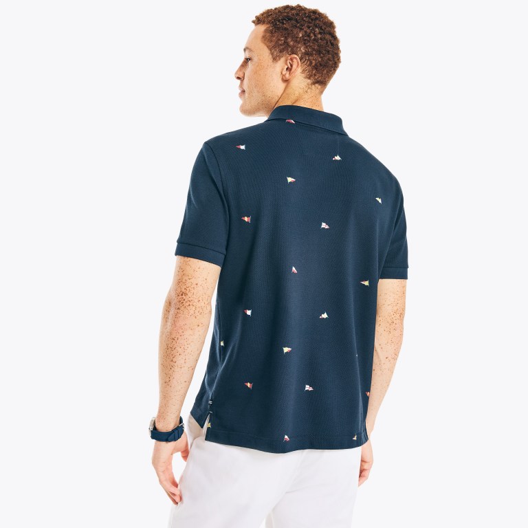 Men's Nautica Classic Fit Printed Deck Polo Shirts Navy | GaN4hLVK