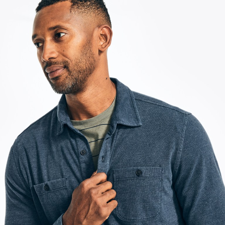 Men's Nautica Classic Fit Shirts Navy | QVwEmt1P