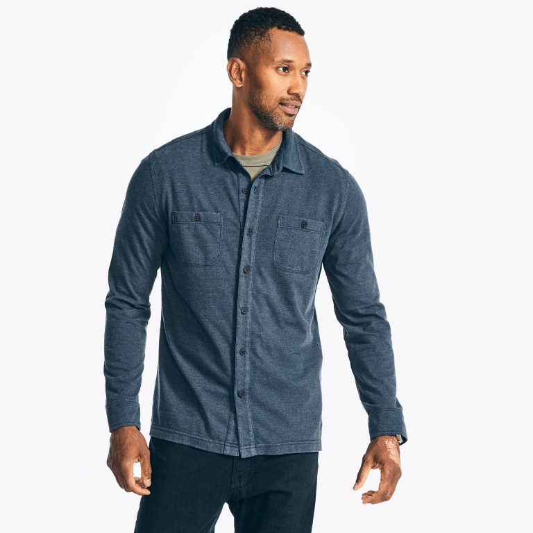 Men\'s Nautica Classic Fit Shirts Navy | QVwEmt1P