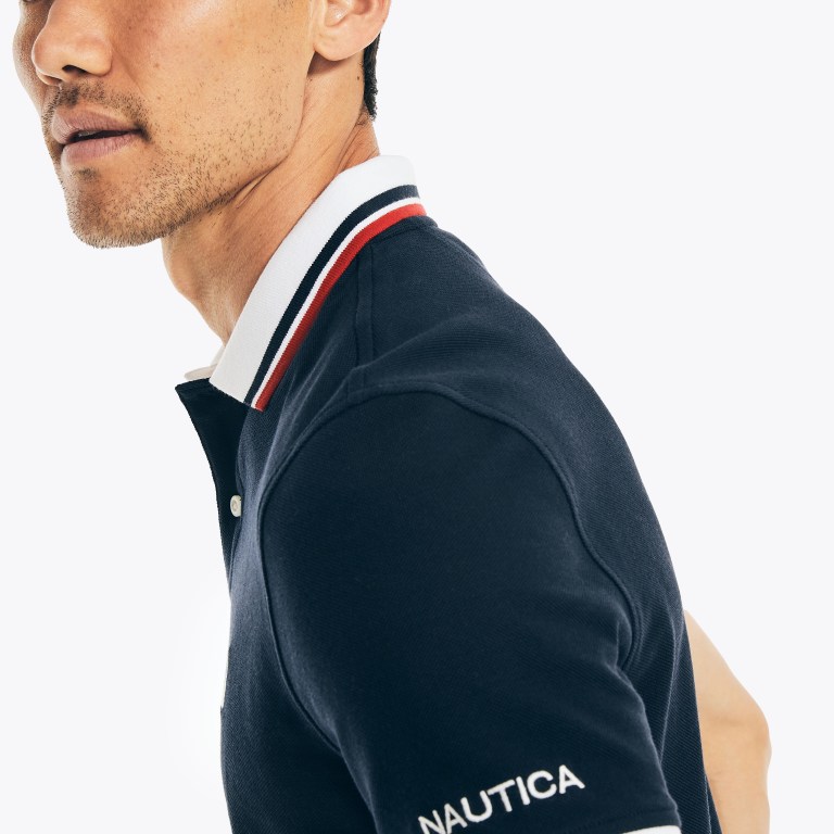 Men's Nautica Classic Fit Solid Polo Shirts Navy | 3I4sGPcJ