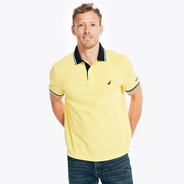 Men's Nautica Classic Fit Solid Polo Shirts Light Yellow | 3hu5sX56