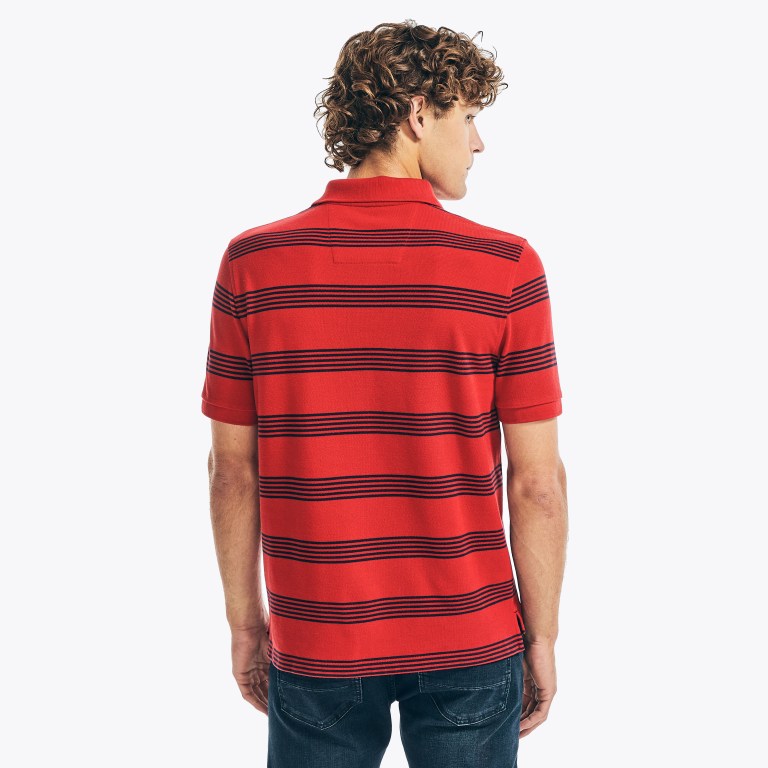 Men's Nautica Classic Fit Striped Deck Polo Shirts Red | VEbUepeH