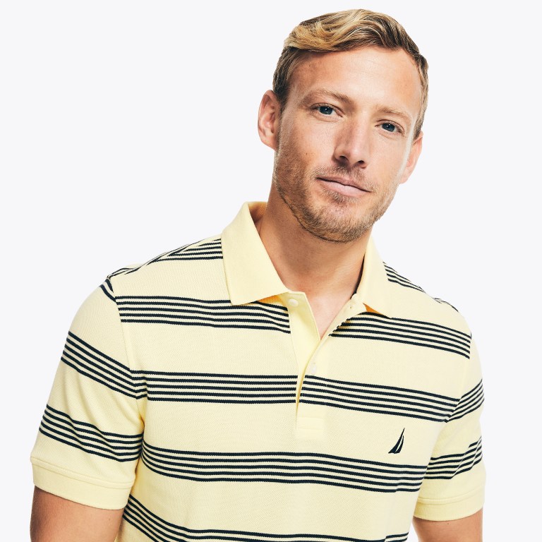 Men's Nautica Classic Fit Striped Deck Polo Shirts Yellow | VGeRVIa5