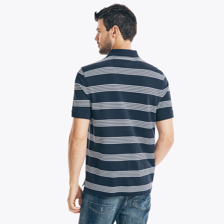 Men's Nautica Classic Fit Striped Deck Polo Shirts Navy | WEyqm6V1