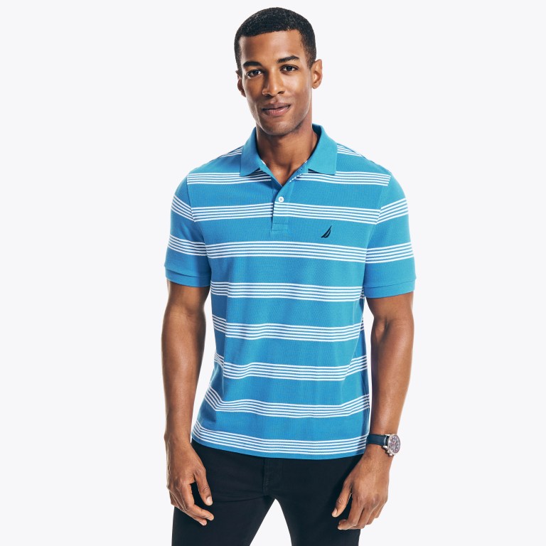 Men\'s Nautica Classic Fit Striped Deck Polo Shirts Navy | zWL2Weey