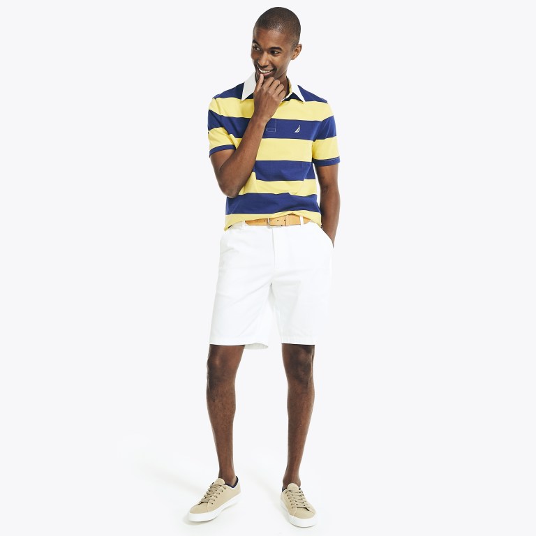 Men's Nautica Classic Fit Striped Polo Shirts Light Yellow | 0bXTomwS