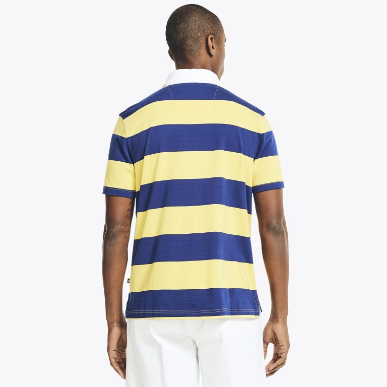 Men's Nautica Classic Fit Striped Polo Shirts Light Yellow | 0bXTomwS