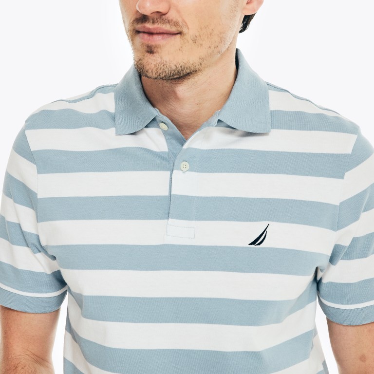 Men's Nautica Classic Fit Striped Polo Shirts Blue | HWJBc3US