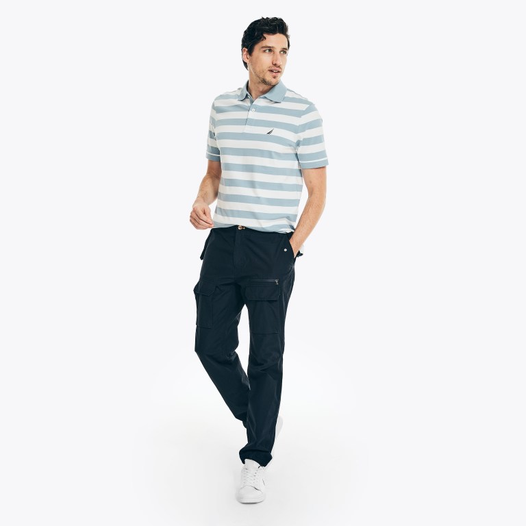 Men's Nautica Classic Fit Striped Polo Shirts Blue | HWJBc3US