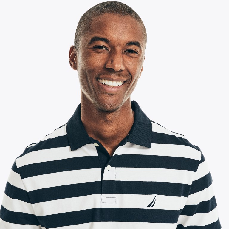 Men's Nautica Classic Fit Striped Polo Shirts Navy | Um87vyFB