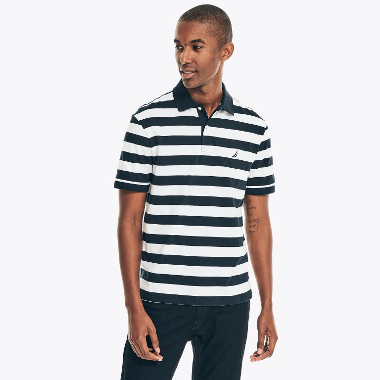 Men\'s Nautica Classic Fit Striped Polo Shirts Navy | Um87vyFB