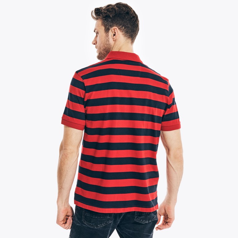 Men's Nautica Classic Fit Striped Polo Shirts Red | qPIh08JT