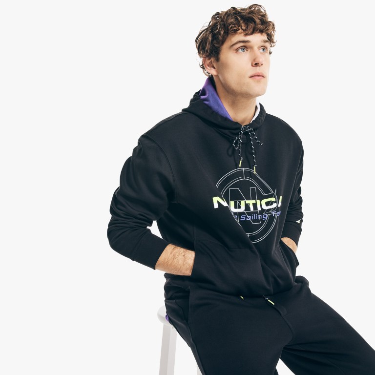 Men's Nautica Competition Sailing Team Pullover Hoodie Sweatshirts Black | O0o09YrA