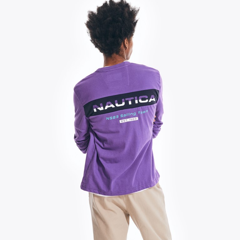 Men\'s Nautica Competition Sustainably Crafted Long-sleeve Graphic T Shirts Purple | KKdEcToQ