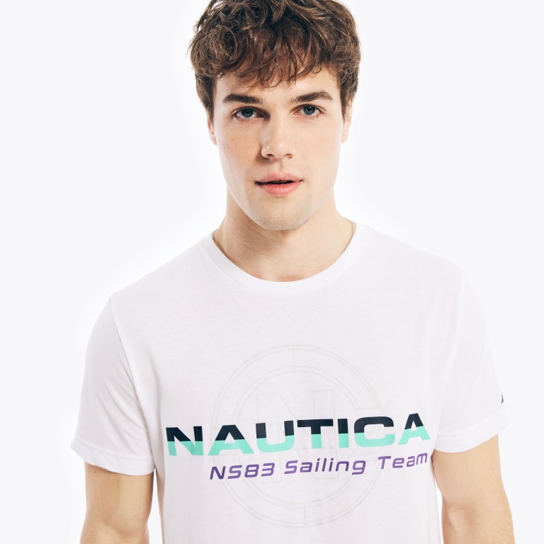 Men's Nautica Competition Sustainably Crafted Sailing Team Graphic T Shirts White | vwFE5M3x