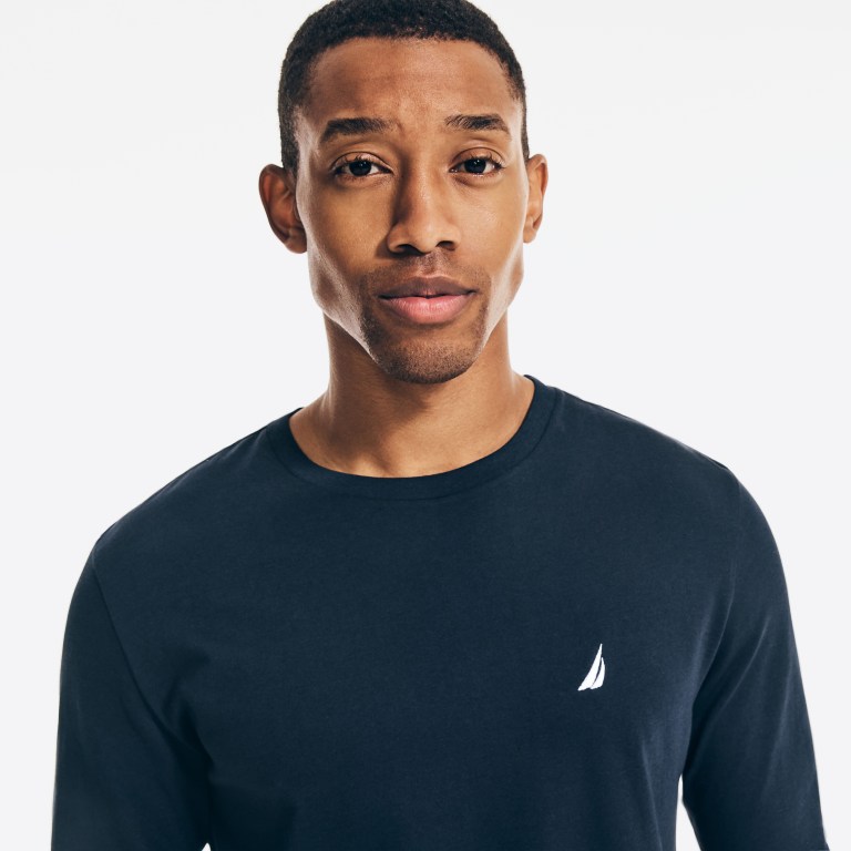 Men's Nautica Crewneck Long-sleeve T Shirts Navy | OUhqr0C0