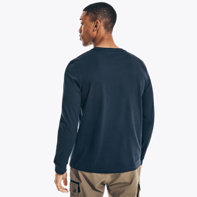 Men's Nautica Crewneck Long-sleeve T Shirts Navy | OUhqr0C0