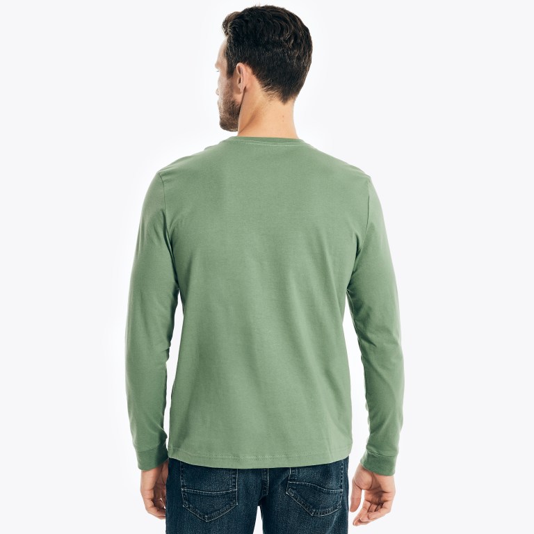 Men's Nautica Crewneck Long-sleeve T Shirts Green | UsynrIPj