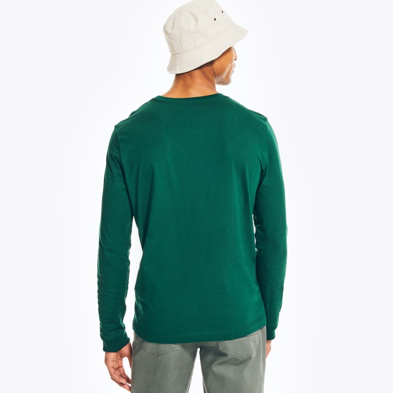 Men's Nautica Crewneck Long-sleeve T Shirts Green | tlqgJw7b