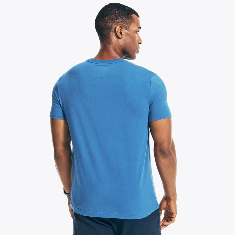 Men's Nautica Crewneck Pocket T Shirts Blue | kML9LOJU