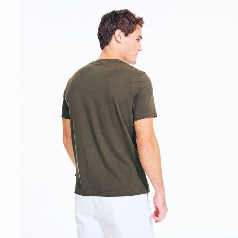 Men's Nautica Crewneck Pocket T Shirts Olive | 72bhLJJD