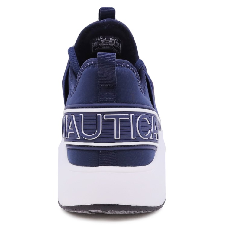 Men's Nautica Embossed Striped Logo Mesh Sneakers Navy | 5DBz2sZG