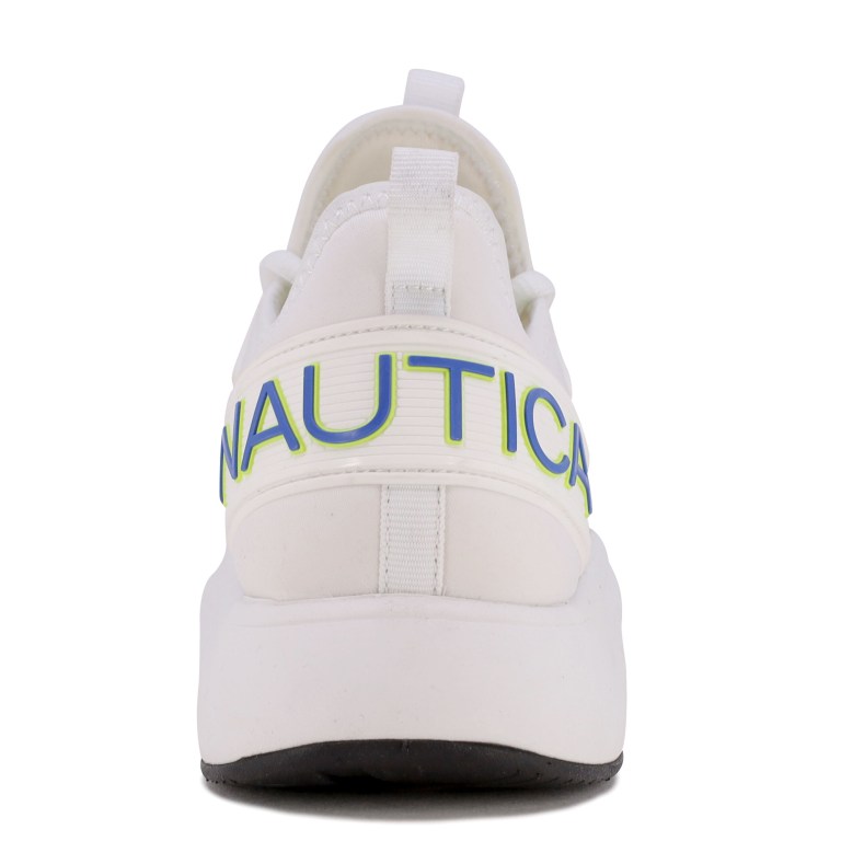 Men's Nautica Embossed Striped Logo Mesh Sneakers White Wash | GDFR6Ti5