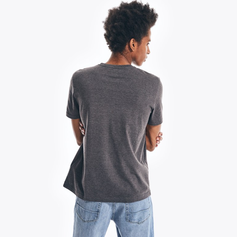 Men's Nautica Heathered Crewneck T Shirts Grey | Bckd9pWM