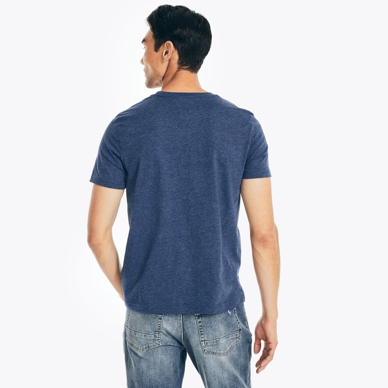 Men's Nautica Heathered Crewneck T Shirts Blue | RM1TQYSL